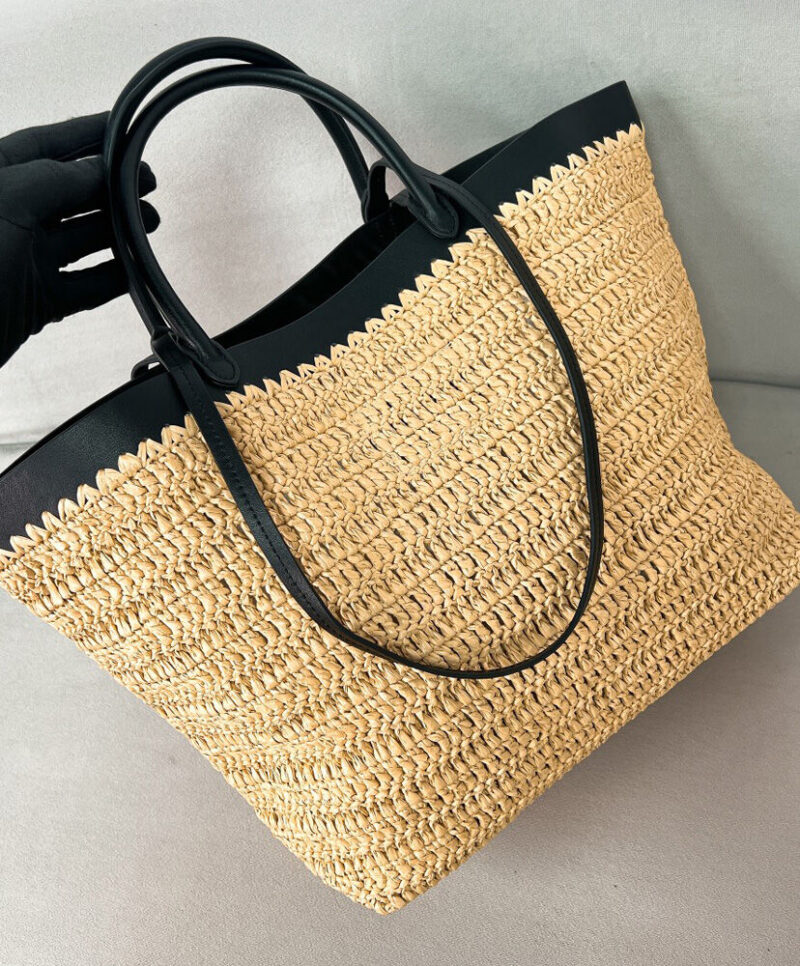 Prada Medium Crochet And Leather Tote Bag 1BG499 Apricot